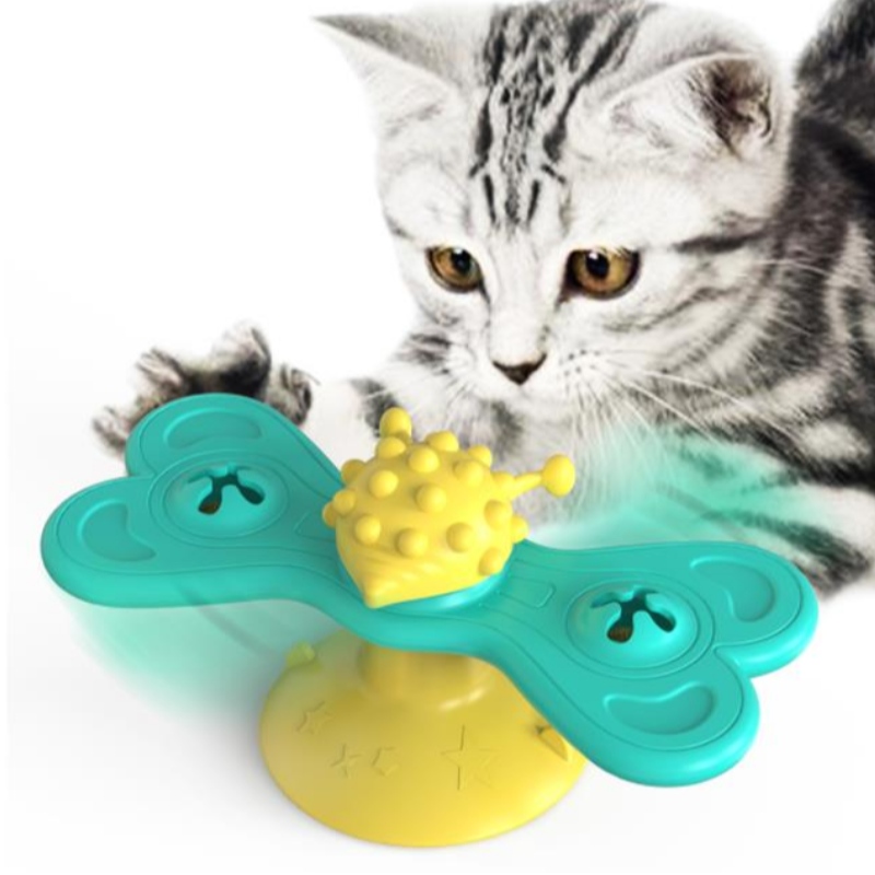 Кошка ветряная мельница игрушка смешной массаж вращающийся кошка игрушки с коткой шариковых зубов чистящие животные продукты